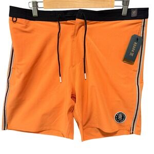 ROARK Chiller 17 Mixtape Board Shorts Mens Size 34 Orange Hemp Blend‎ NWT